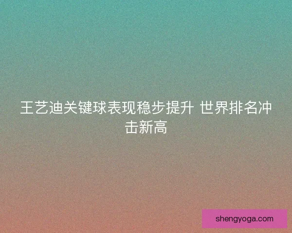 王艺迪关键球表现稳步提升 世界排名冲击新高