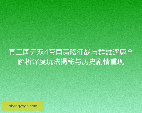 真三国无双4帝国策略征战与群雄逐鹿全解析深度玩法揭秘与历史剧情重现