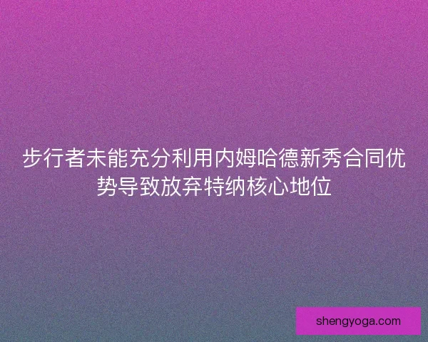 步行者未能充分利用内姆哈德新秀合同优势导致放弃特纳核心地位